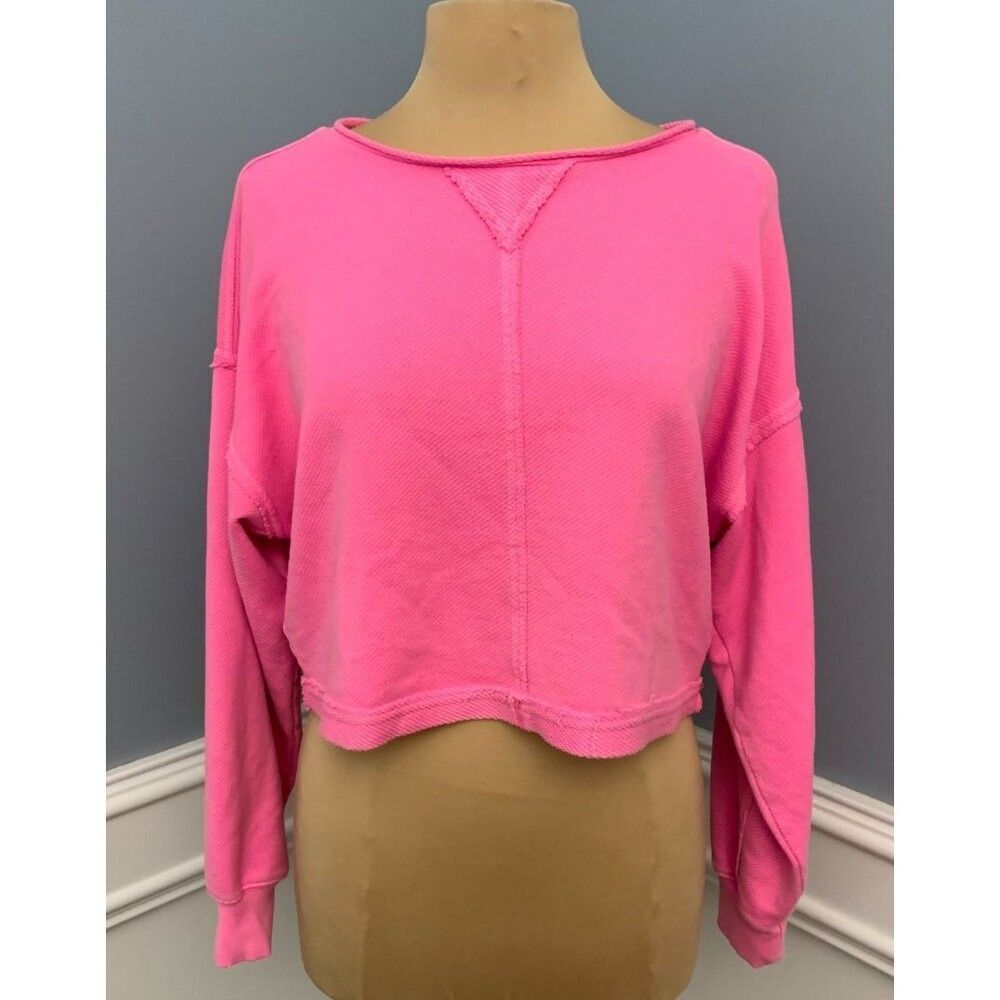 American Eagle Aerie Sweatshirt Womens S Petite Beach Party Cropped Oversized